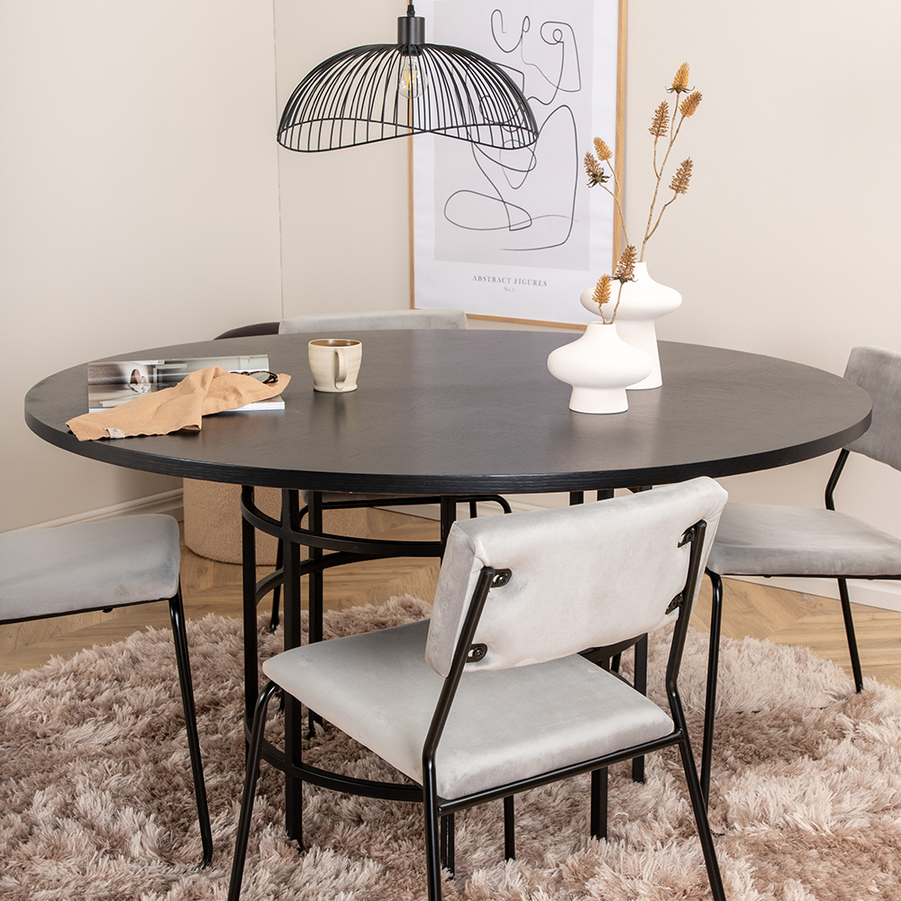 Copenhagen - Dining Table round - Black / Black+Kenth Chair Grå/Svart