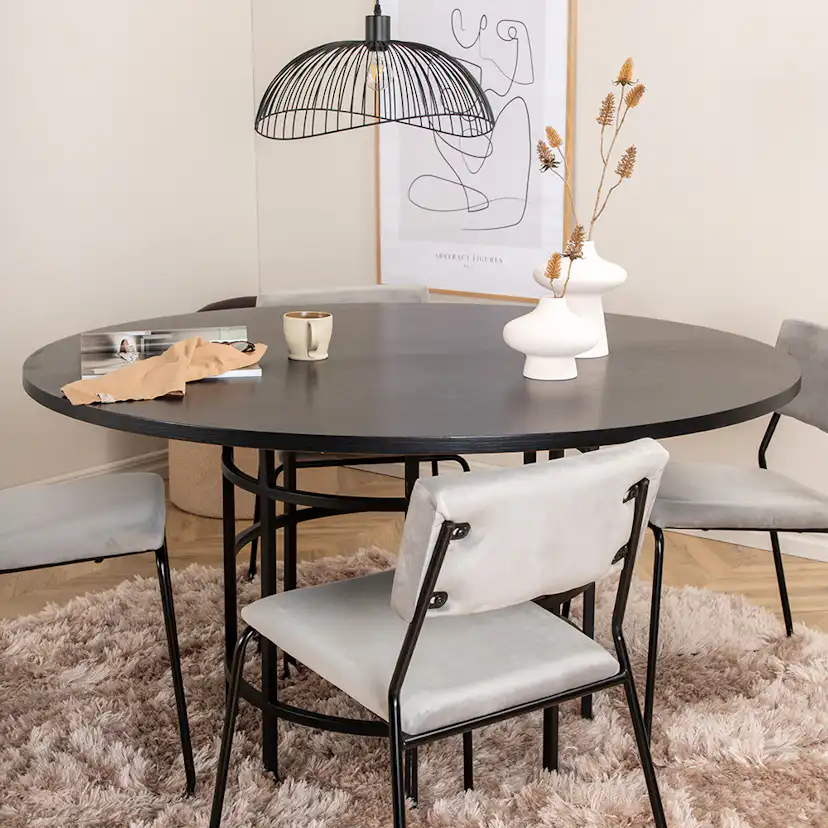 Copenhagen - Dining Table round - Black / Black+Kenth Chair Grå/Svart