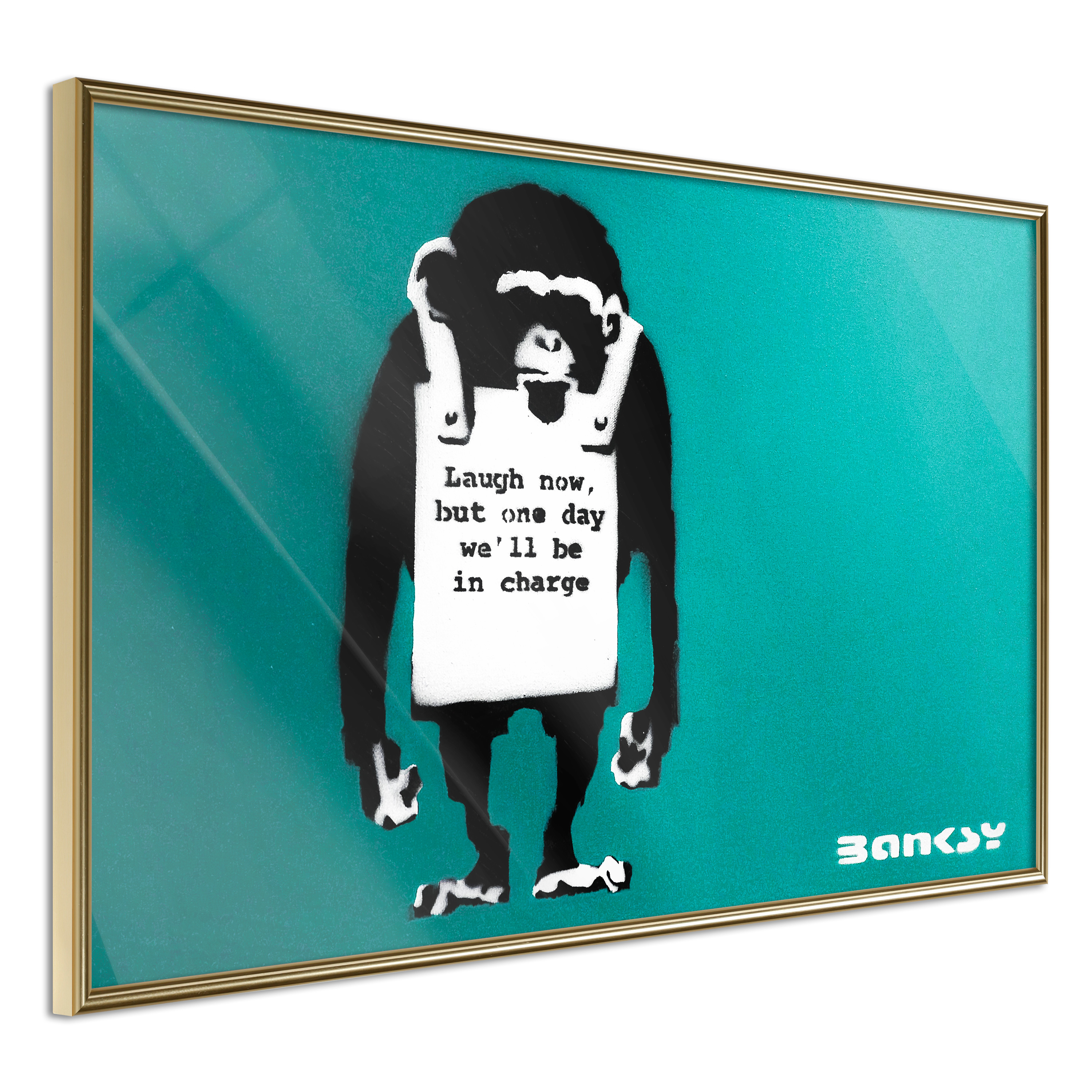 Affisch - Angry Monkey [Poster] 45x30 Guld ram, 45x30 cm