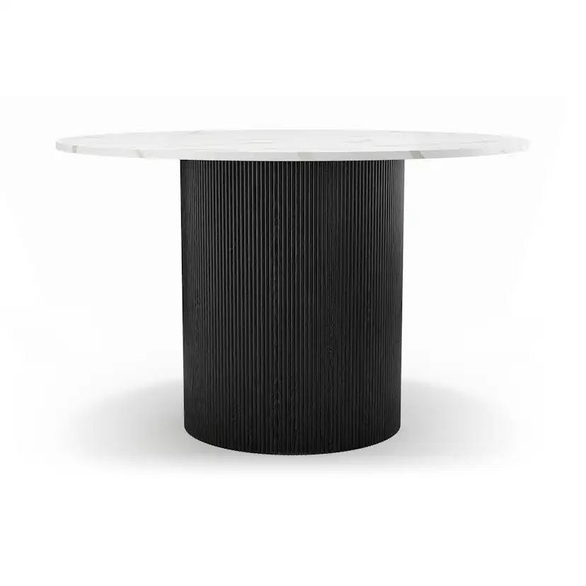 Uppveda Matbord 120 cm Rund Vit/Svart