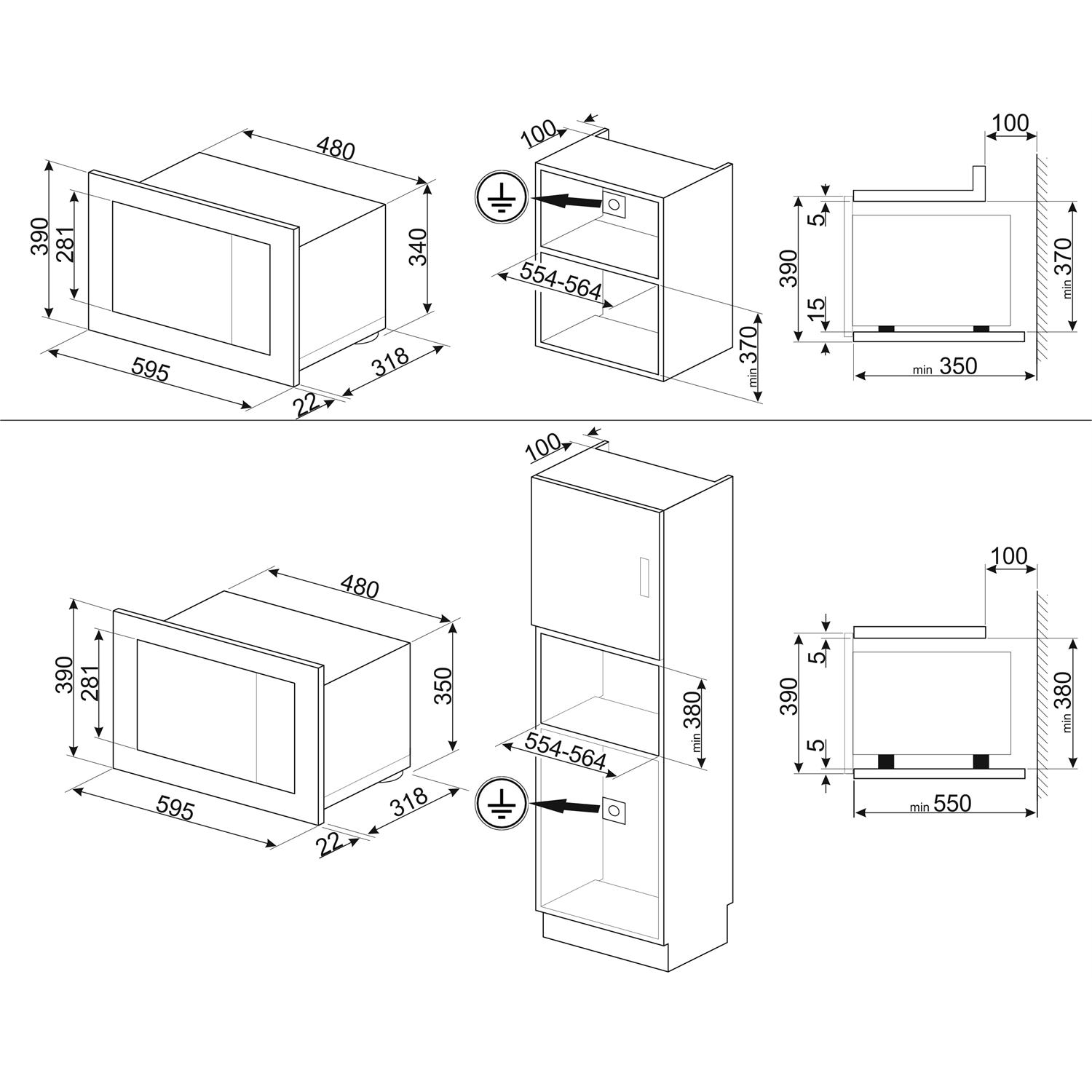 Mikrovågsugn Smeg Classic FMI320X2 Integrerad