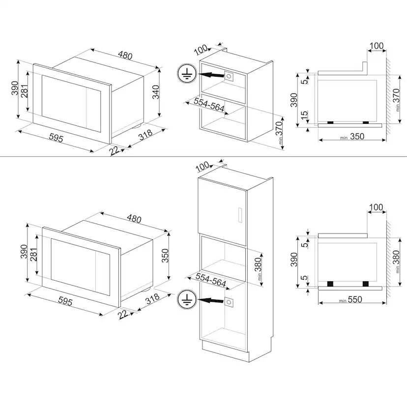 Mikrovågsugn Smeg Classic FMI320X2 Integrerad