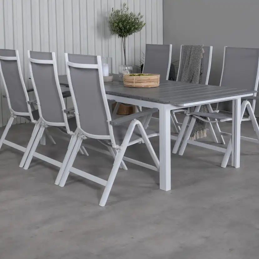 Matgrupp Venture Home Lova 224 Vit med 6 Aleyna Positionsstolar