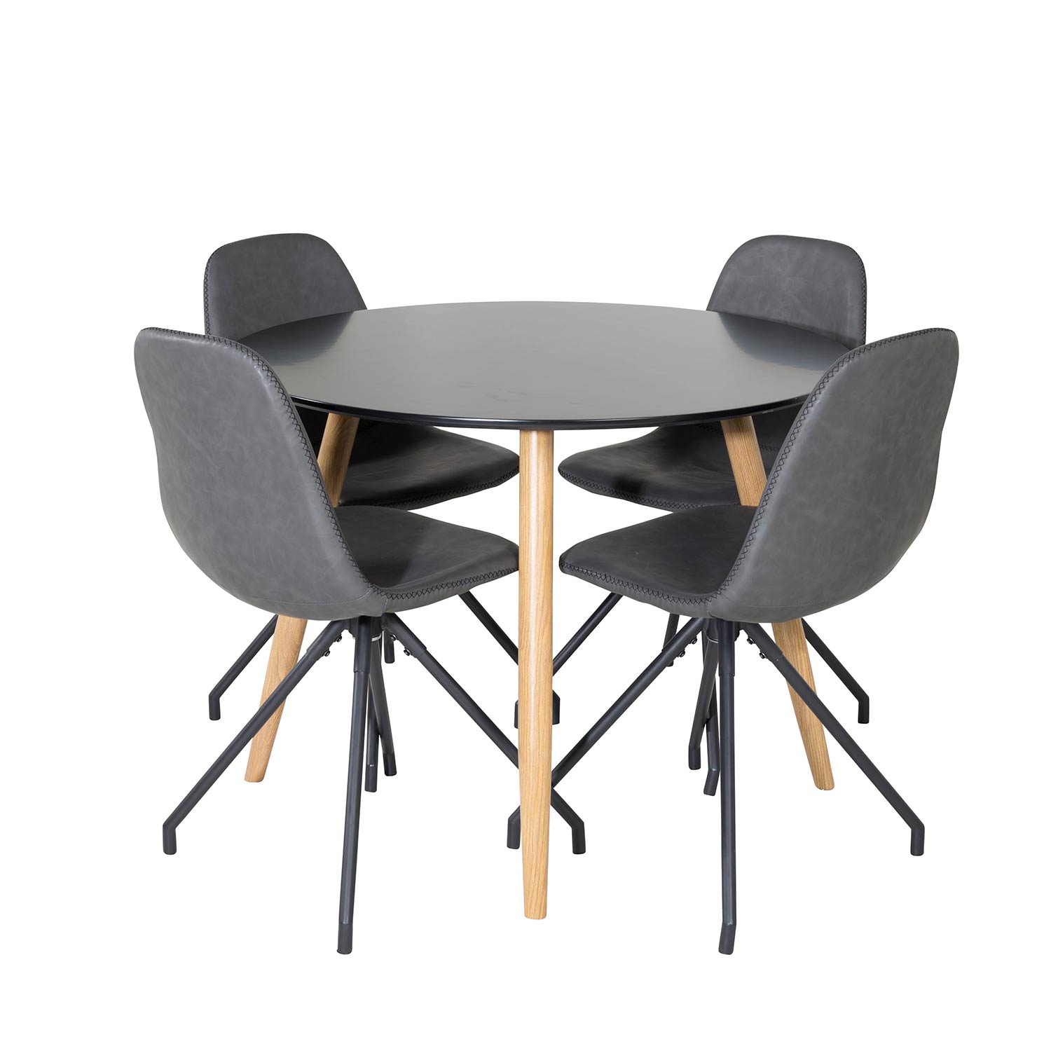 Matgrupp Venture Home Plake med 4 Pobbie Stolar Design med Snurrfunktion Konstläder