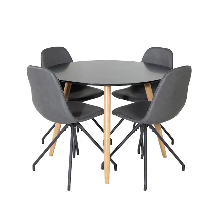 Matgrupp Venture Home Plake med 4 Pobbie Stolar Design med Snurrfunktion Konstläder