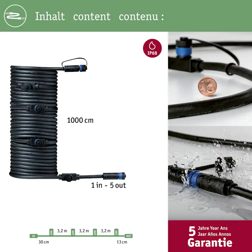 Anslutningskabel Paulmann Plug & Shine IP68 1in-1ut