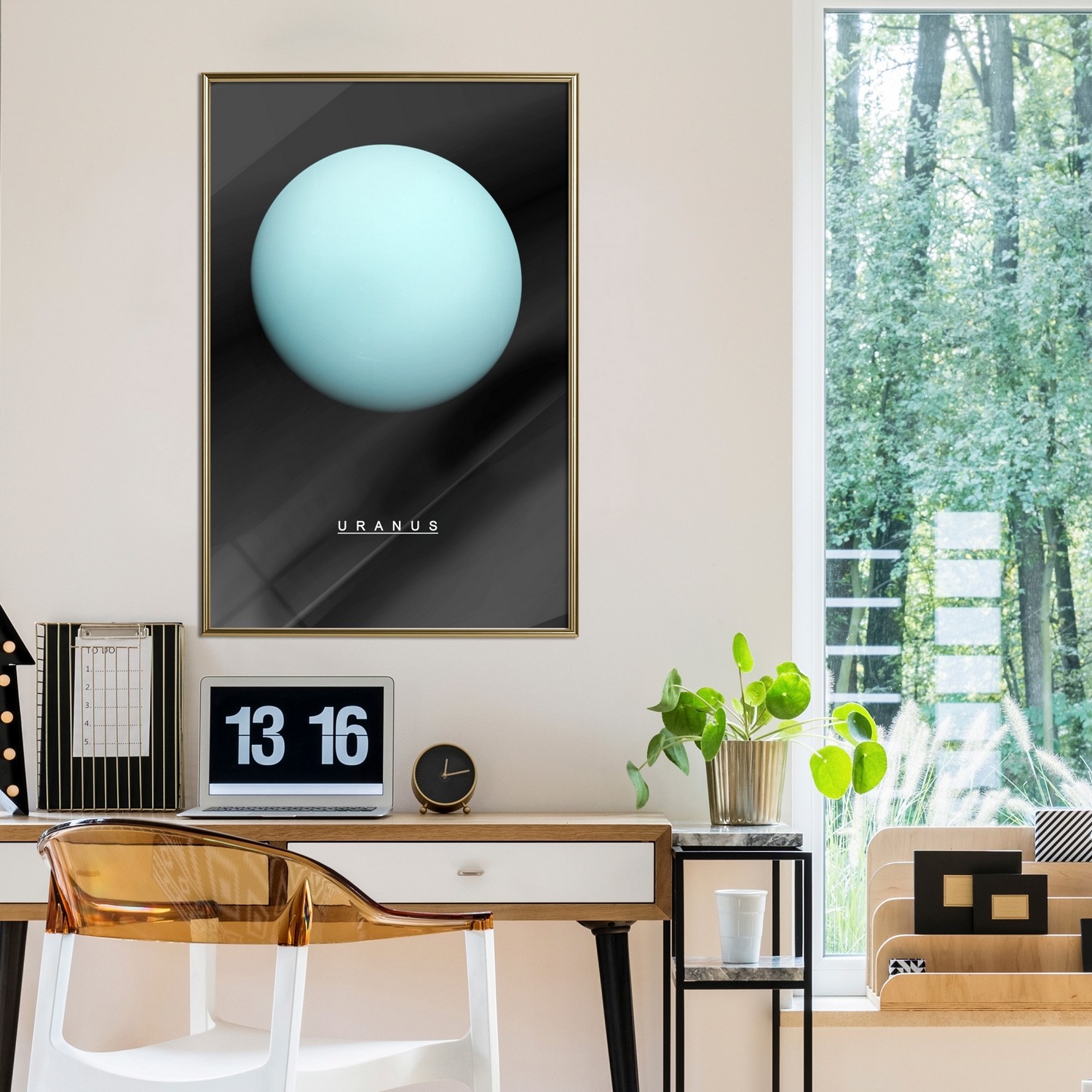 Affisch - Uranus [Poster] 40x60 Guld ram, 40x60 cm