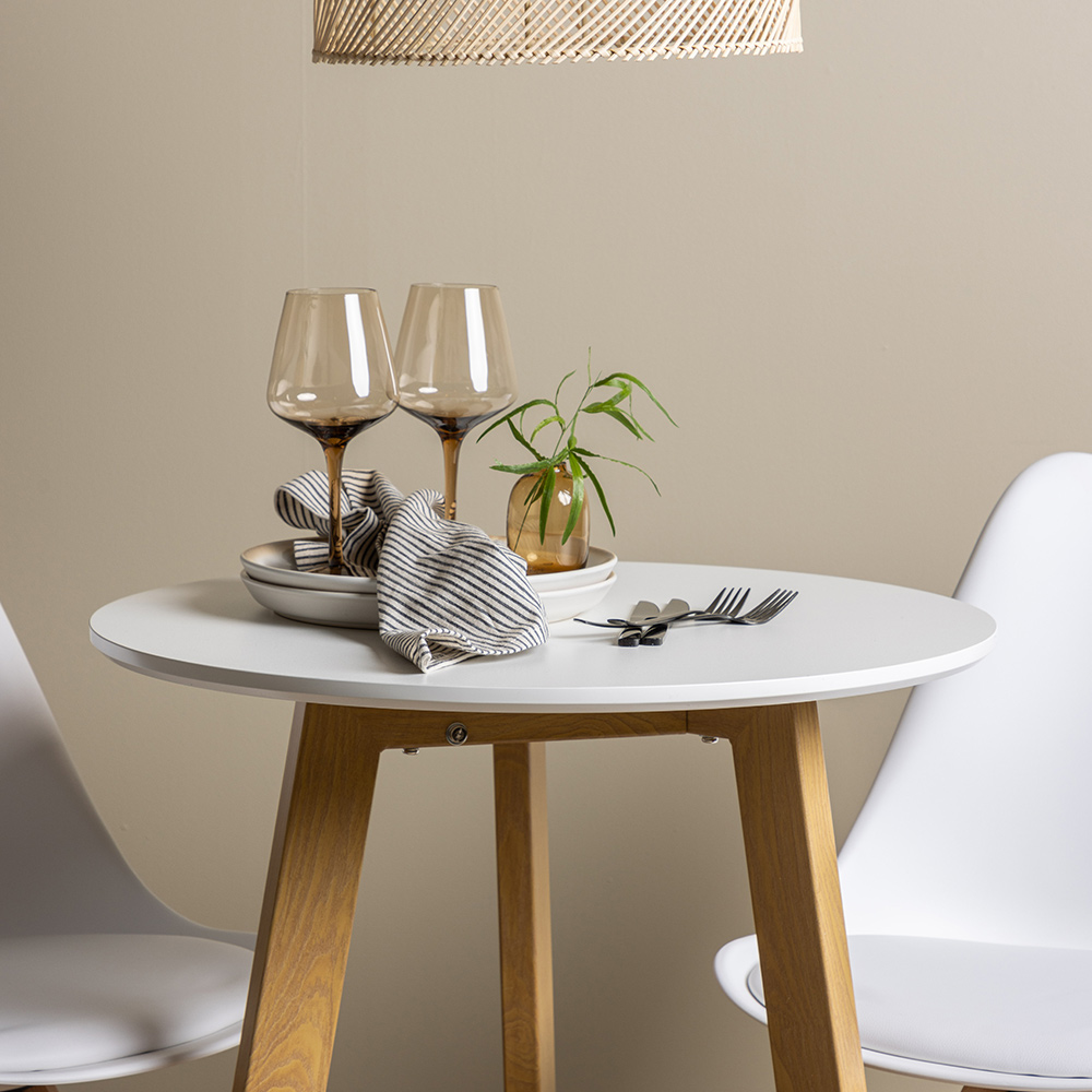 Matgrupp Venture Home Leonora Ø65 cm med 2 st Zeno stolar Vit