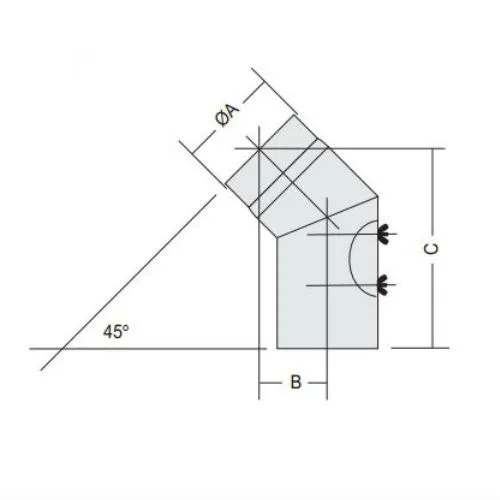 Rörböj Kaminexperten Sexkantig 45 Böj 120
