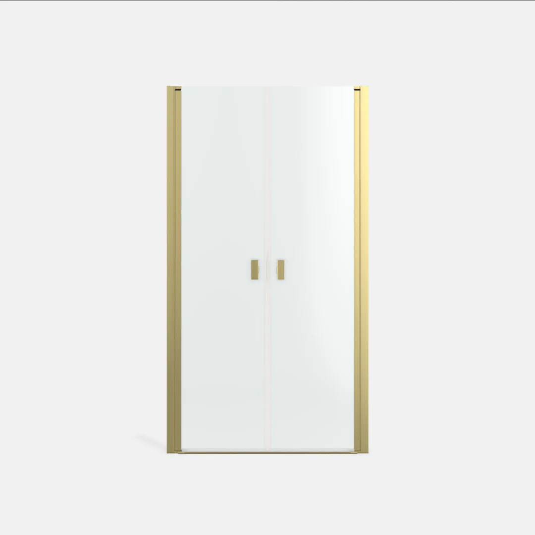 Noma 30 dubbla svängdörrar 700 mm 6 mm glas med borstad mӓss Bredd: 700 mm, Borstad Mässing