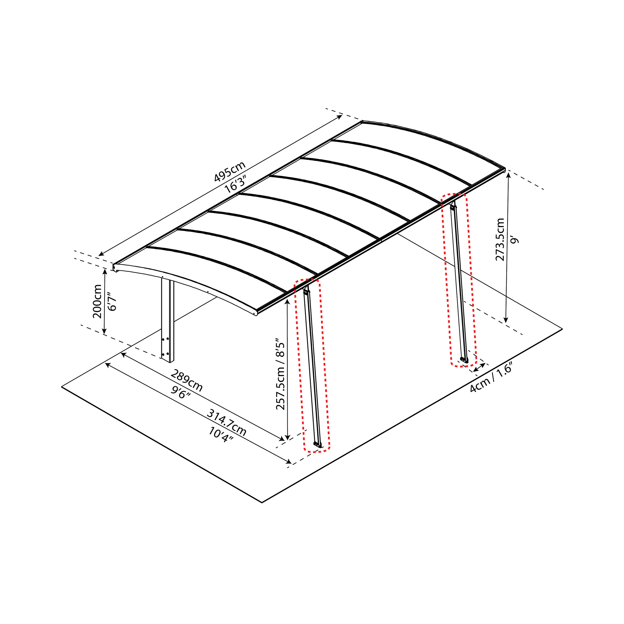 Carport Canopia by Palram Arizona Breeze I Metall 3x5 m Specialförpackning