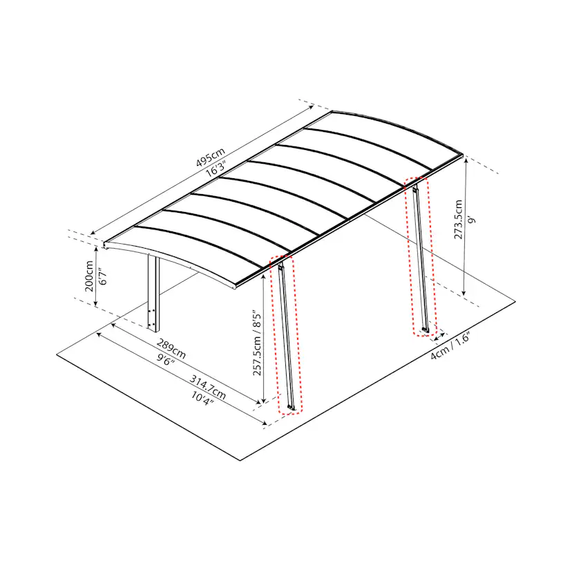 Carport Canopia by Palram Arizona Breeze I Metall 3x5 m Specialförpackning
