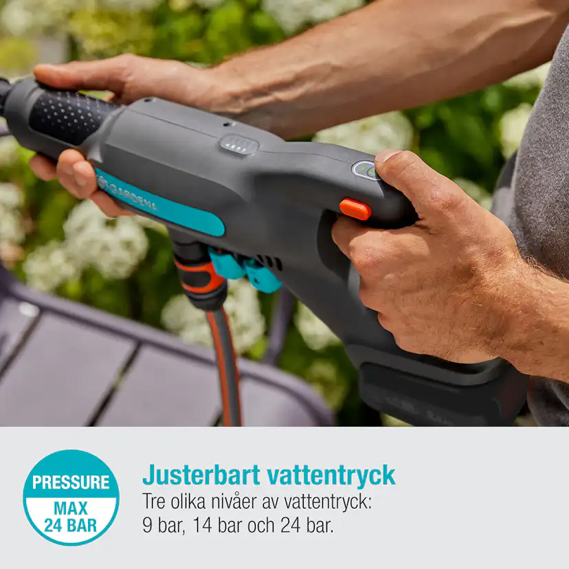 Mellantryckstvätt Garden AquaClean 24/18V RtU set (2,5Ah batteri + standardladdare)
