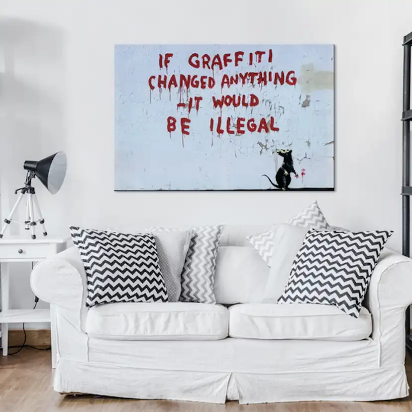 Tavla - If Graffiti Changed Anything by Banksy 60x40 60x40 cm