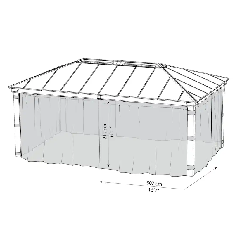 Insektsnät Canopia by Palram Till Dallas Paviljong 3,6 x 6 m Grå