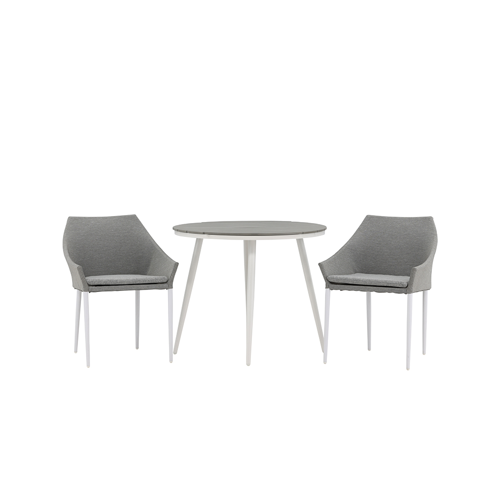 Break - Dining Table Round- White / Grey - Alu / Aintwood - Grå/Vit