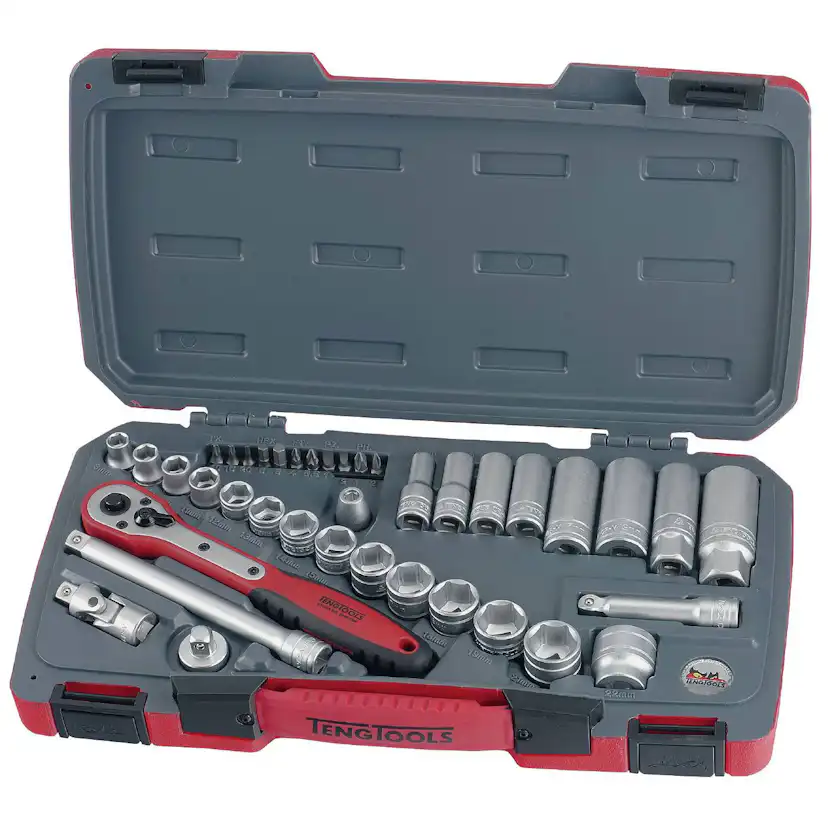 Hylsnyckelsats med 3/8 tum fyrkantsfäste Teng Tools T3839