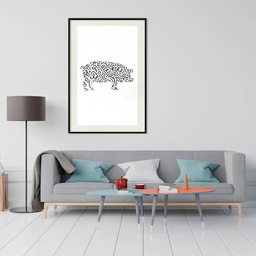 Poster Artgeist Affisch Black and White Piggy
