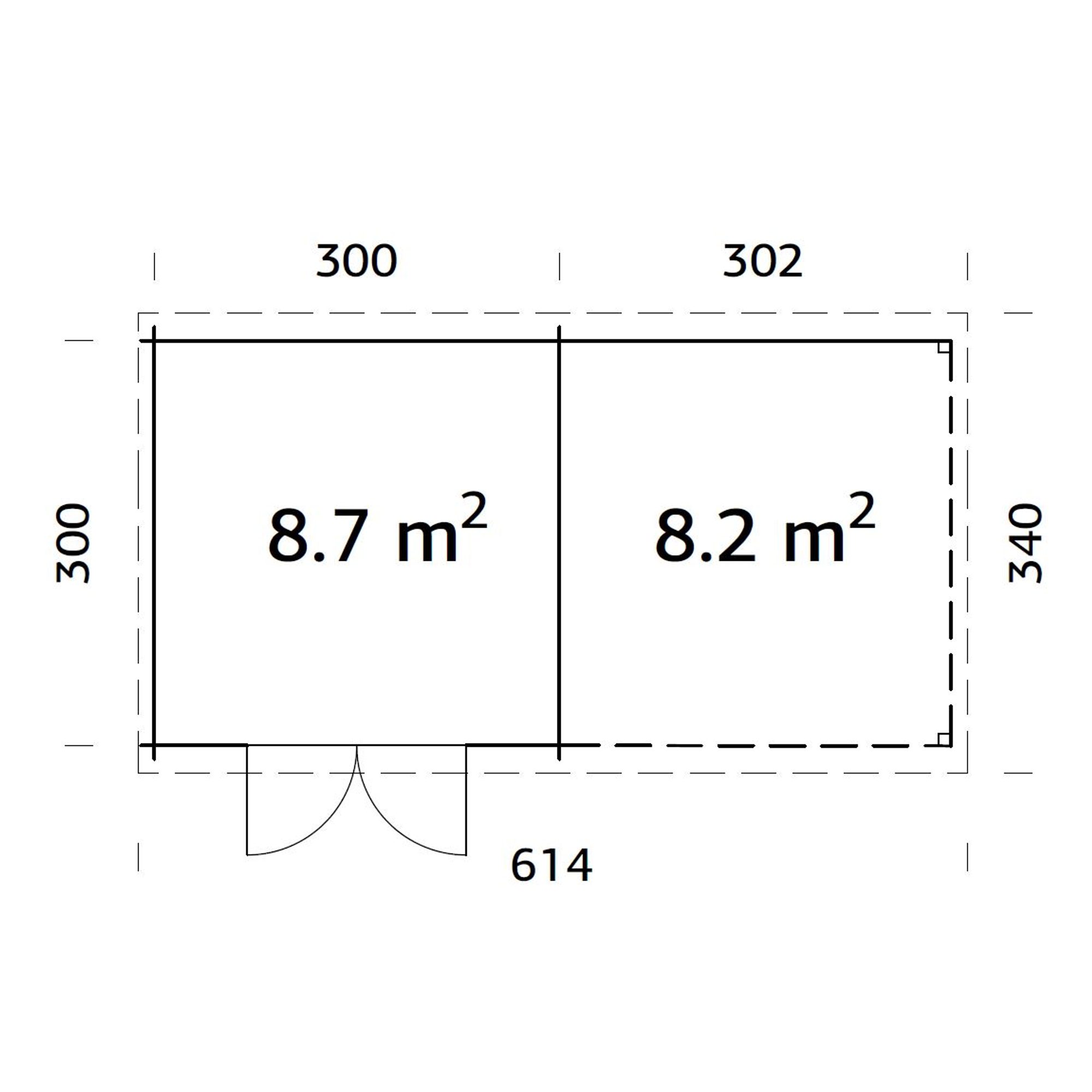 Ella 8,7+8,2 m2 Brun dippad