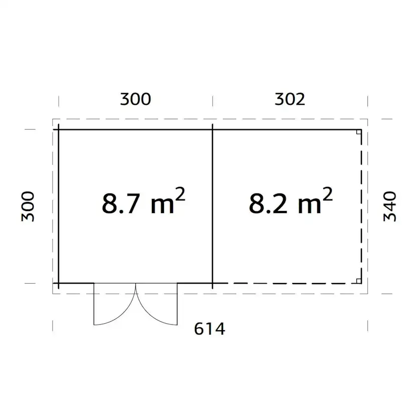 Ella 8,7+8,2 m2 Brun dippad