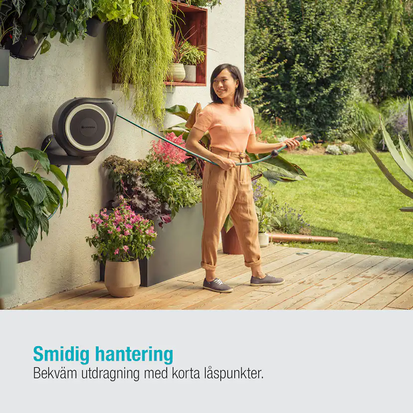 Slangbox Gardena RollUp S 15 m Vit
