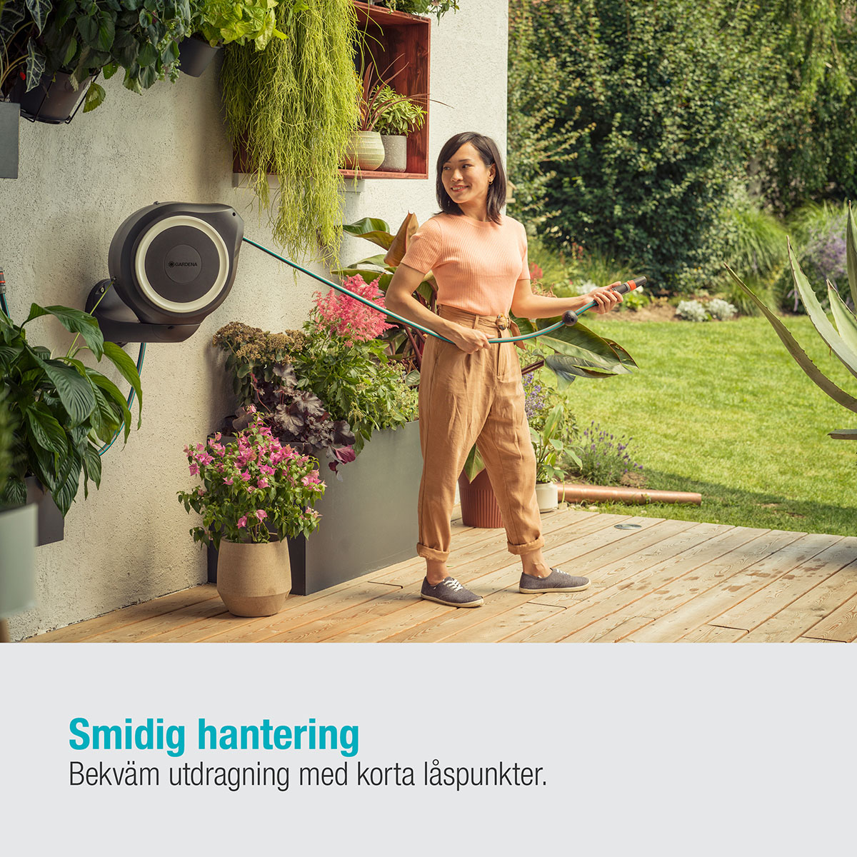 Slangbox Gardena RollUp S 15 m Vit