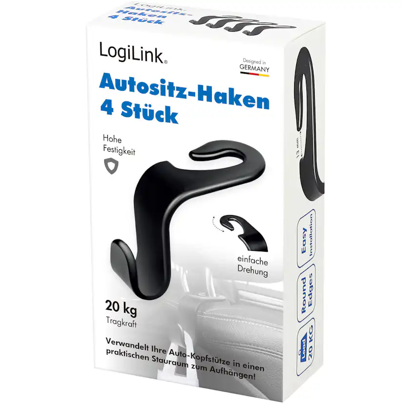 Krokar Till Bilstolar LogiLink Max 20kg 4-pack
