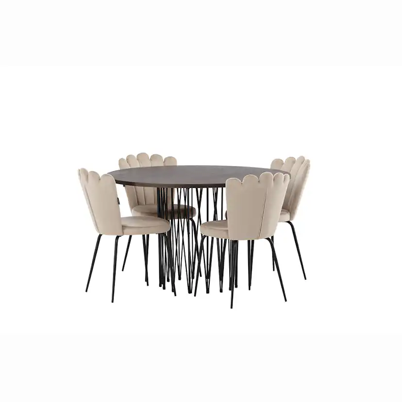 Matgrupp furniture/fashion Stone Ø120 cm med 4 Limhamn Light Stolar