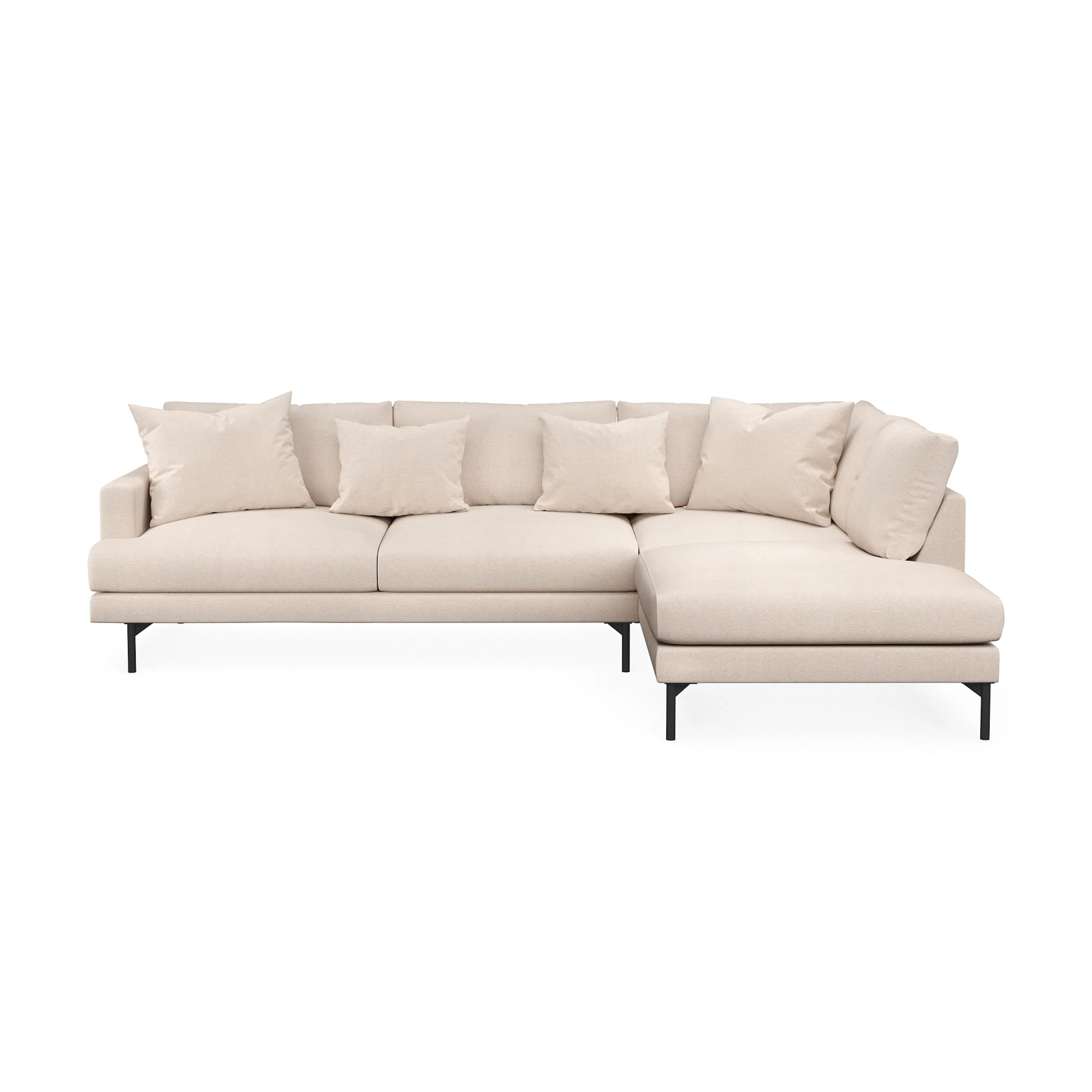 Menard 4-sits Högervänd L-formad Djup Schäslongsoffa i Tyg Grand 1, Beige Tyg, Höger