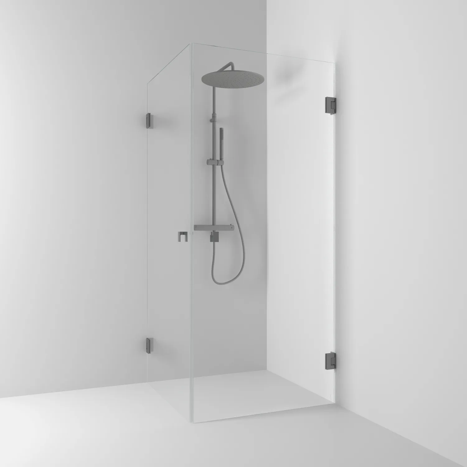 180° Duschhörna Rak 90x90x200 Blyertssvart/Klarglas Profil: Blyertssvart, Klarglas, 900x900 mm