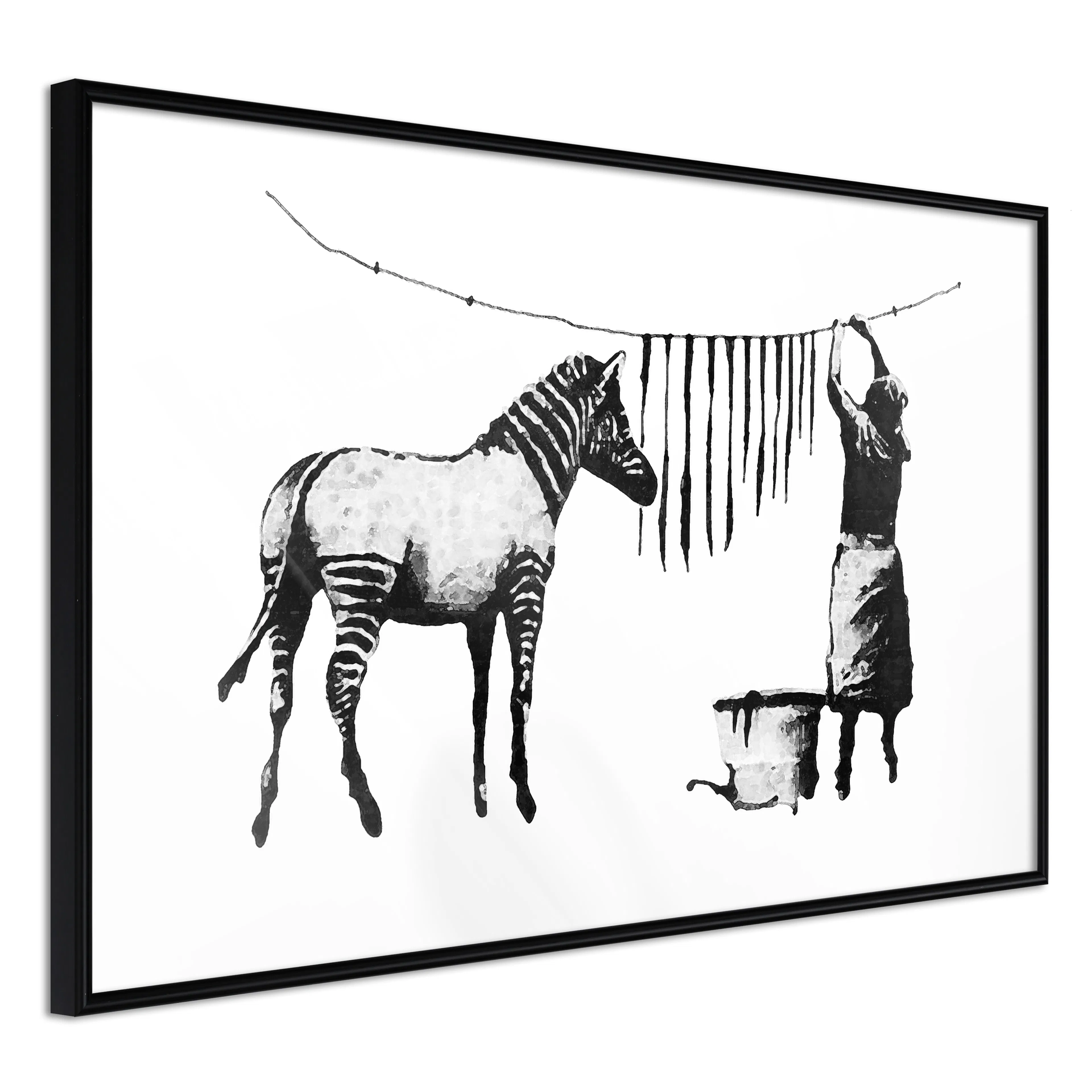 Affisch - Banksy: Washing Zebra [Poster] 60x40 Svart ram, 60x40 cm