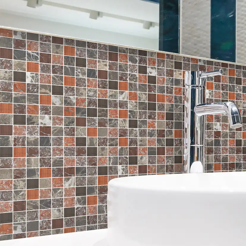 Kristalmosaik Arredo Blank Exclusive Stone Autumn Röd 1,5x1,5 cm