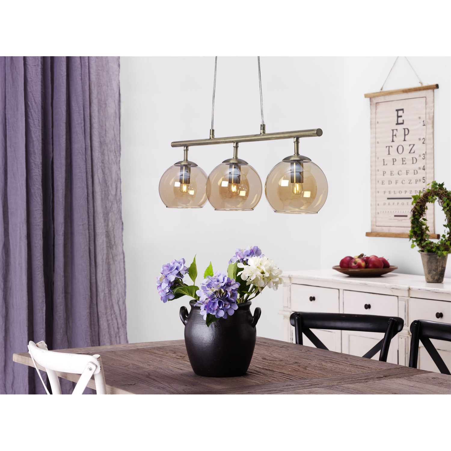 Taklampa Cottex Capella Hängande Lampa med 3 Glaskupor
