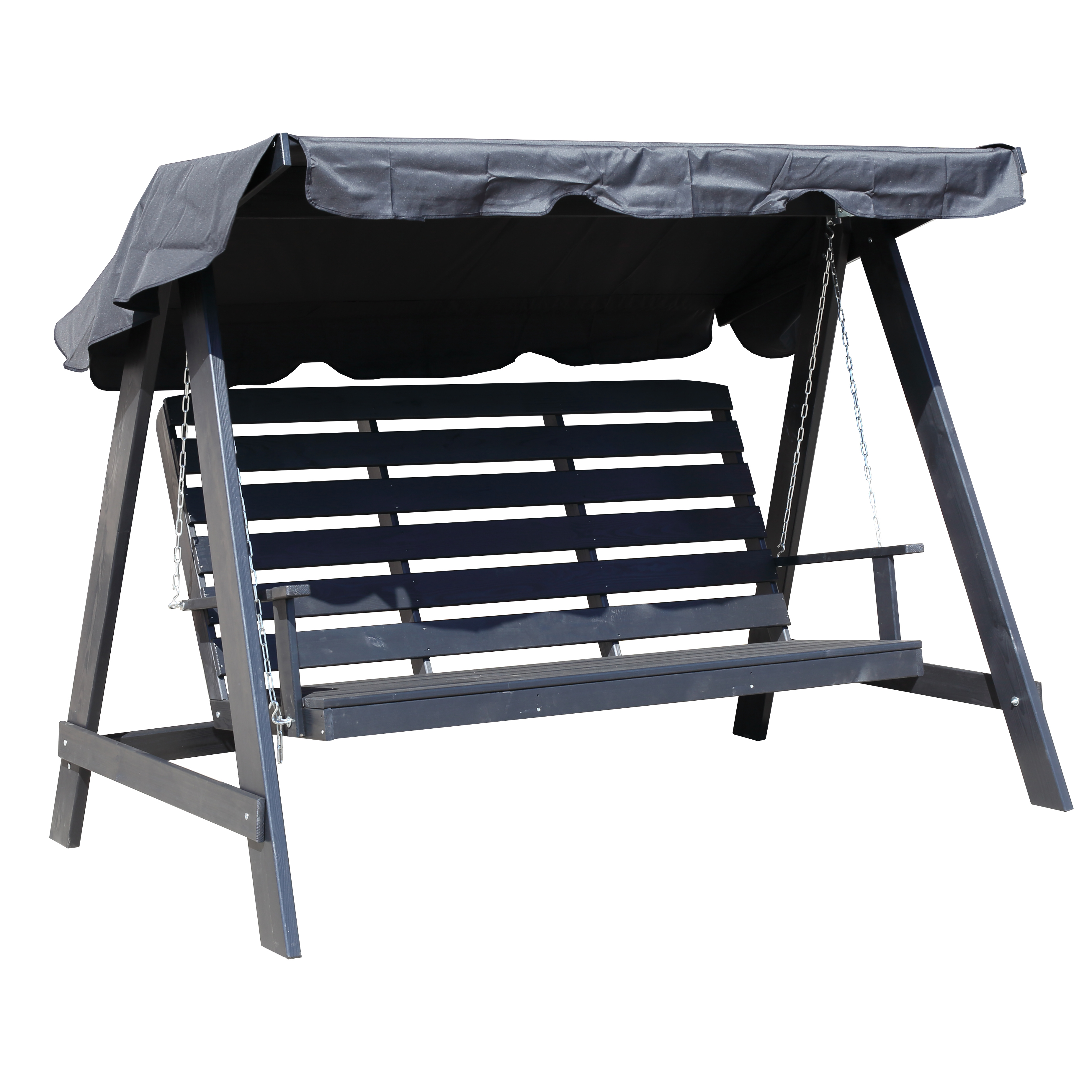 PELLE garden swing without roof, Svarte frame Grå