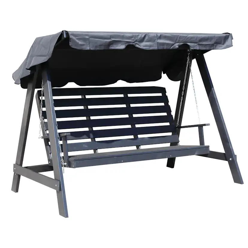 PELLE garden swing without roof, Svarte frame Grå