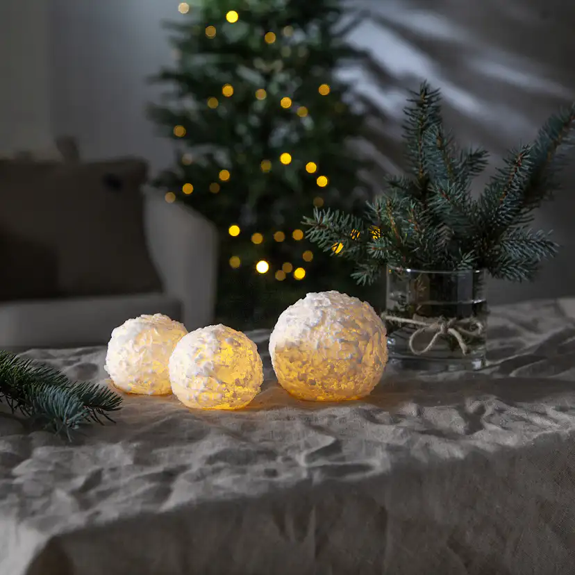 Blockljus Star Trading Snowball LED Batteriljus