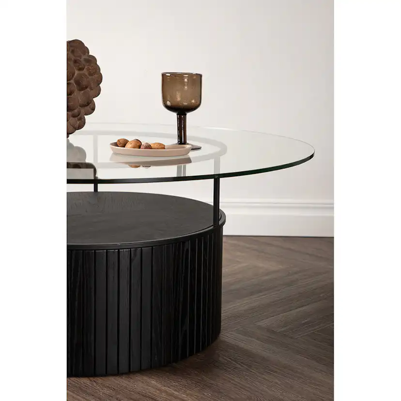 Soffbord Venture Home Bovall Runt Vardagsrumsbord i Svart Ask & Glas