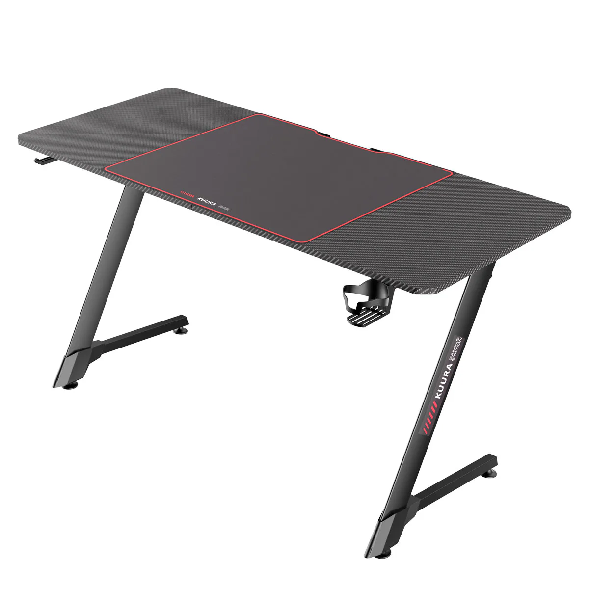 Gamingbord Kuura Pro 140x60 cm Svart med Integrerad Musmatta