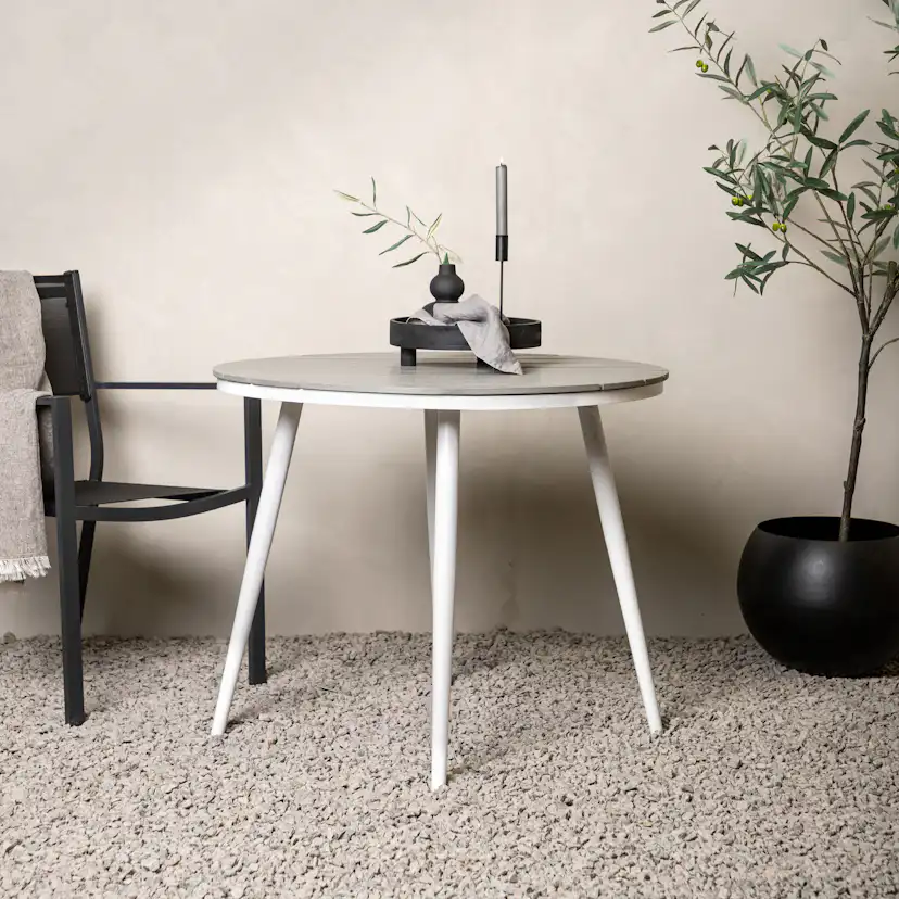 Break - Dining Table Round- White / Grey - Alu / Aintwood - Grå
