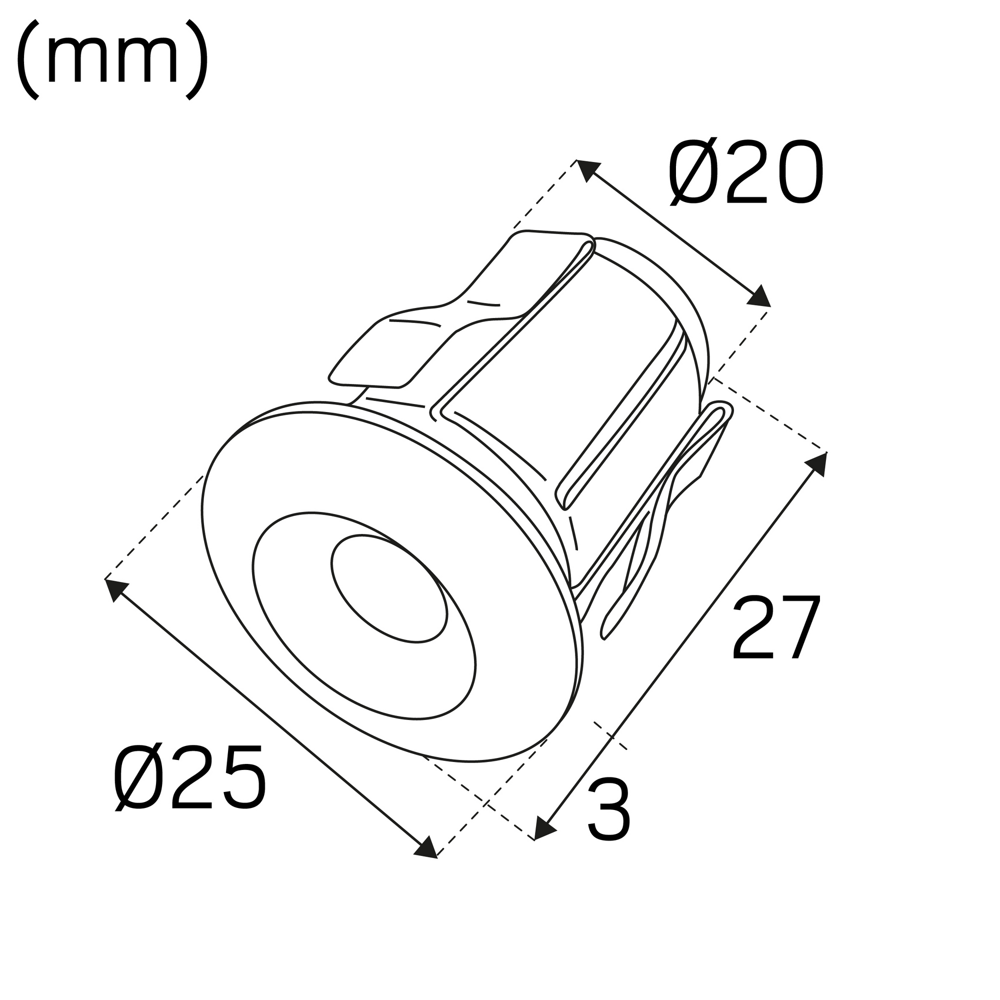 Minidownlight Hide-a-lite Heatspot G2 BS Dimbar LED Downlight Borstat Stål