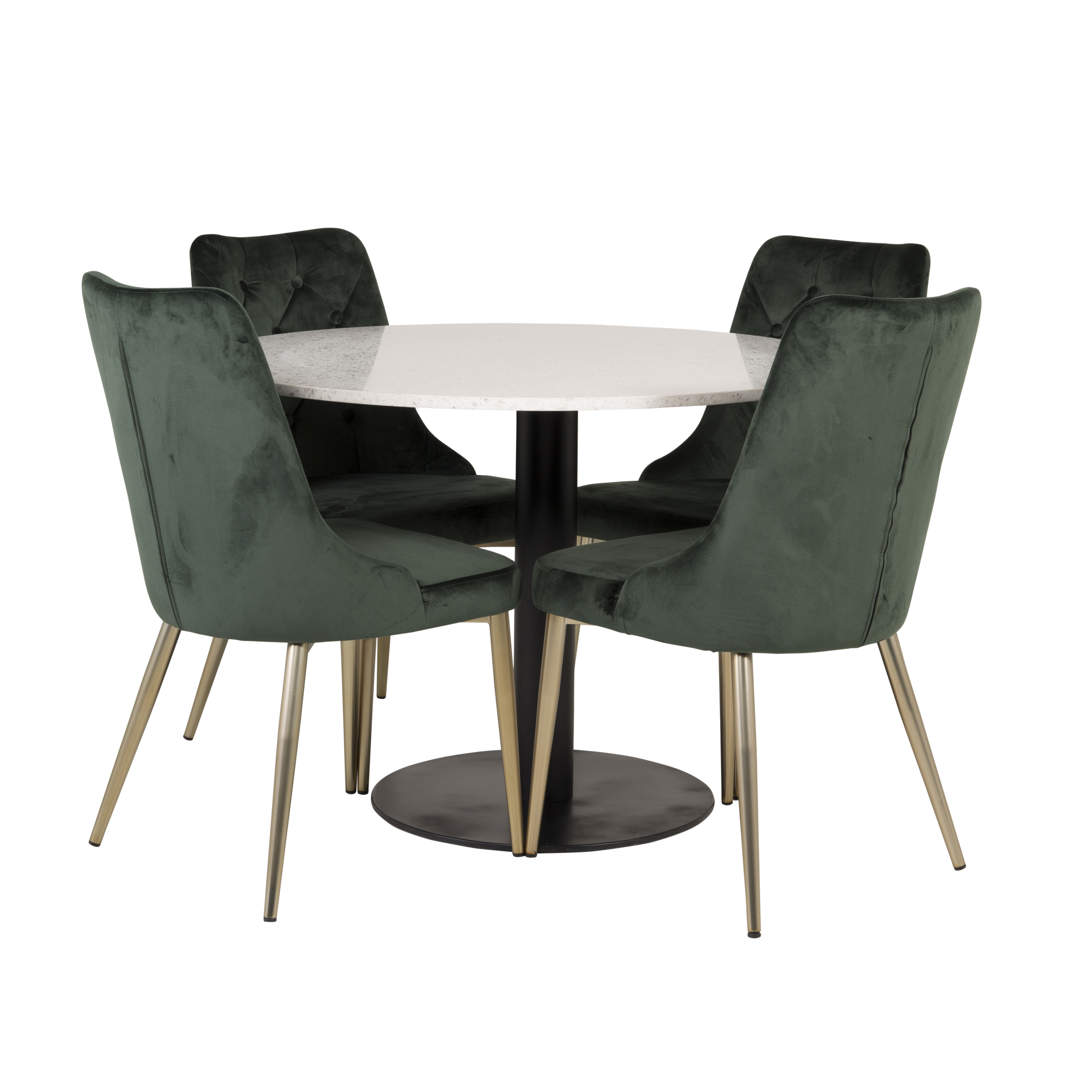 Matgrupp Venture Home Roxanna Vit Bord med 4 Vera Stolar Sammet