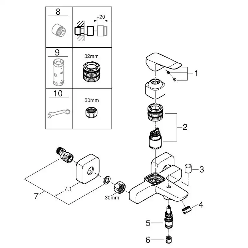 Badkarsblandare Grohe Dice