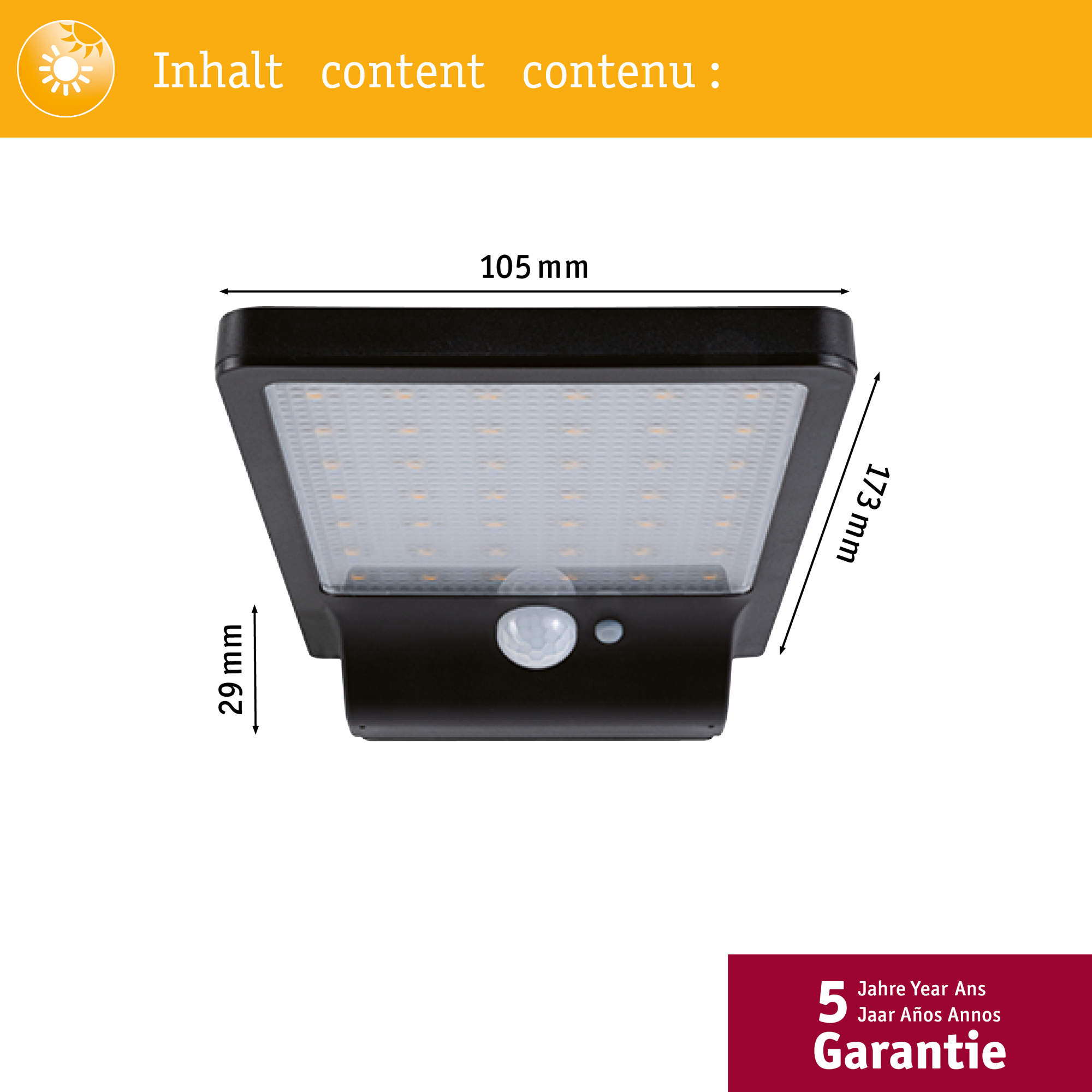 Fasadbelysning Solcell Paulmann Solveig LED Rörelsesensor IP44