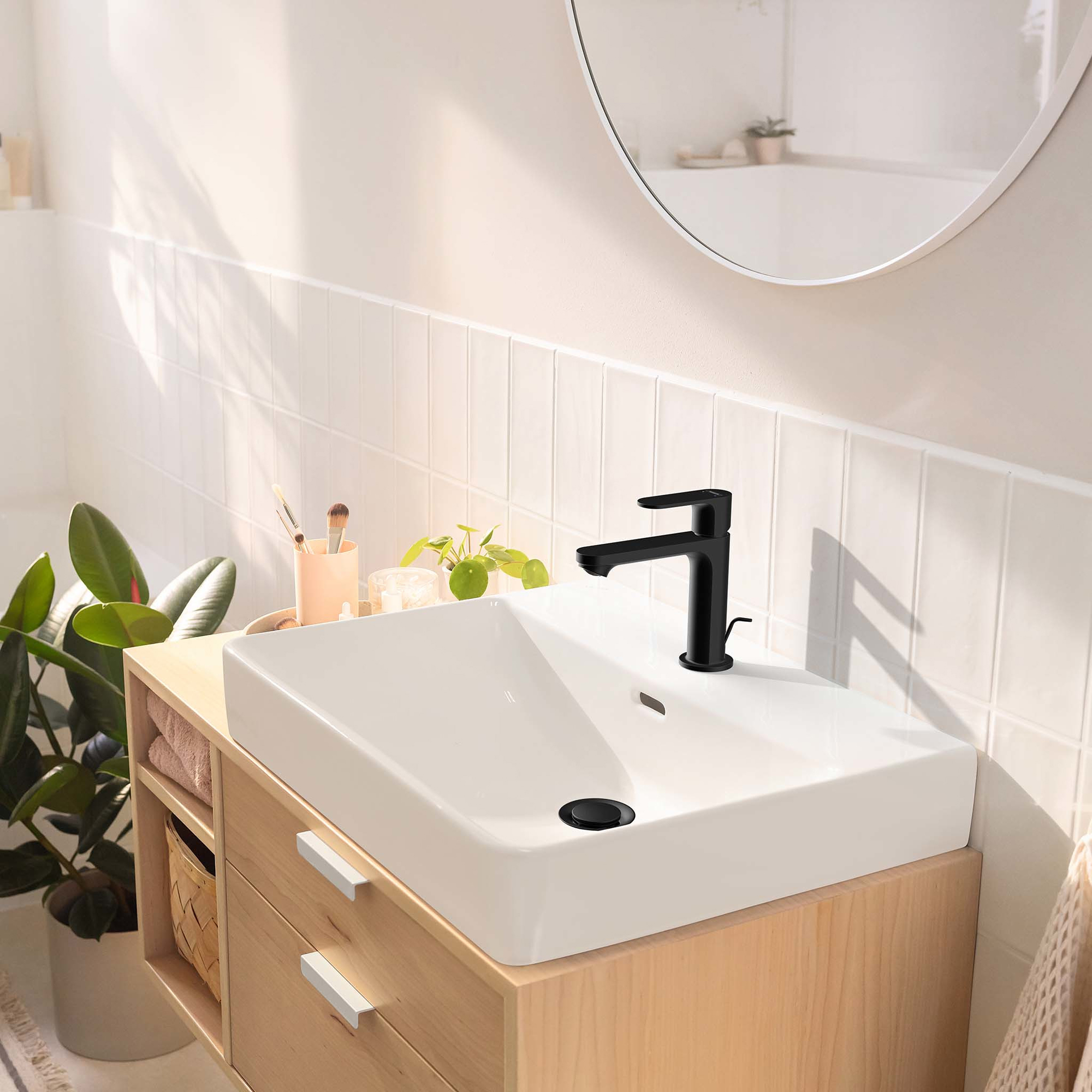 Tvättställsblandare Hansgrohe Rebris S 1-grepps 110 med Lyftventil