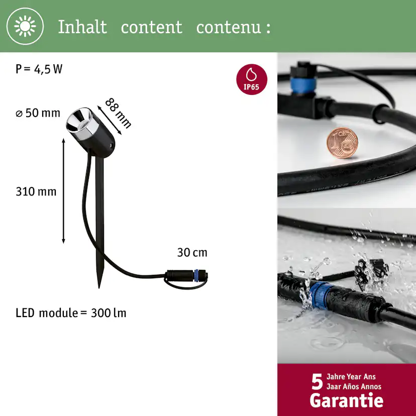 Spotlight Paulmann Pike Plug & Shine LED Smart Home Zigbee 3.0 Pike IP65 24V