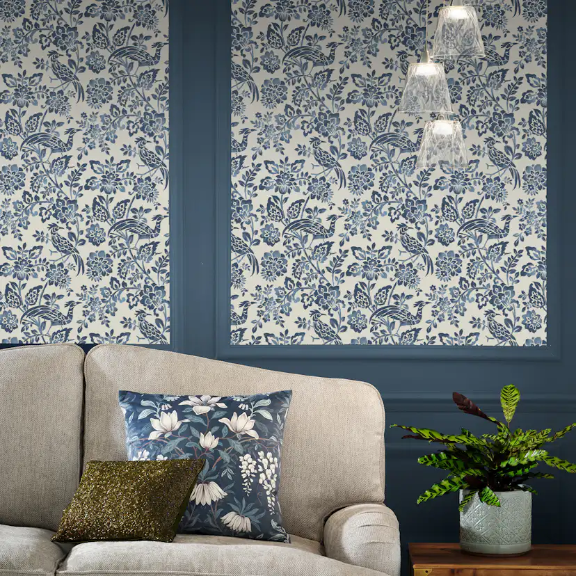 Tapet Laura Ashley Adain Palace Dark Seaspray Blå 121067