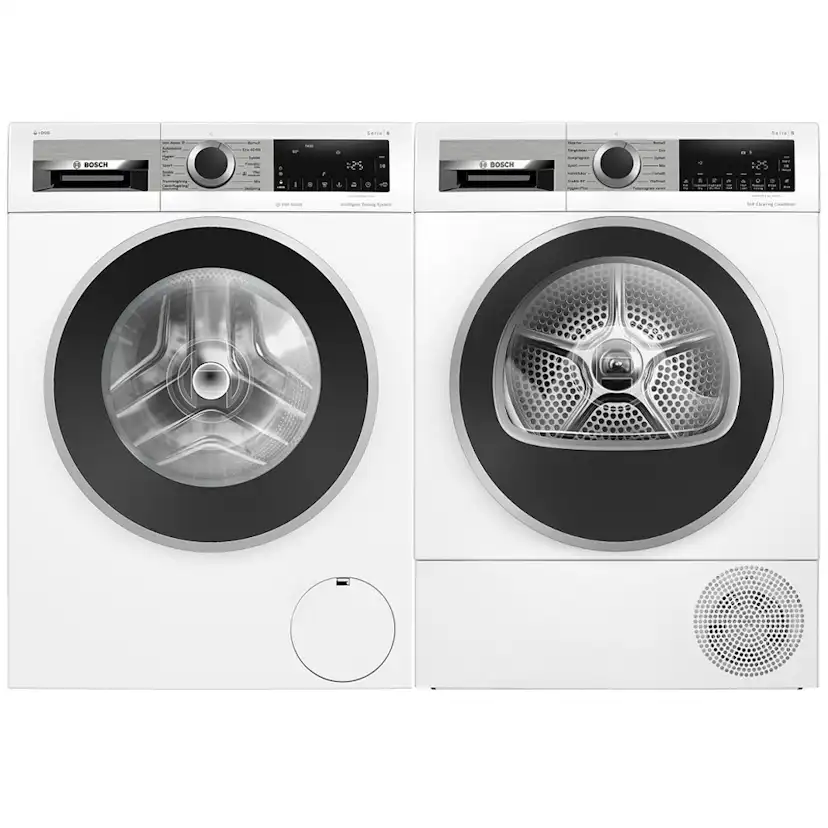 Tvättmaskin och Torktumlare Bosch WGG244FTSN + WQG245DBSN Serie 6 Vit