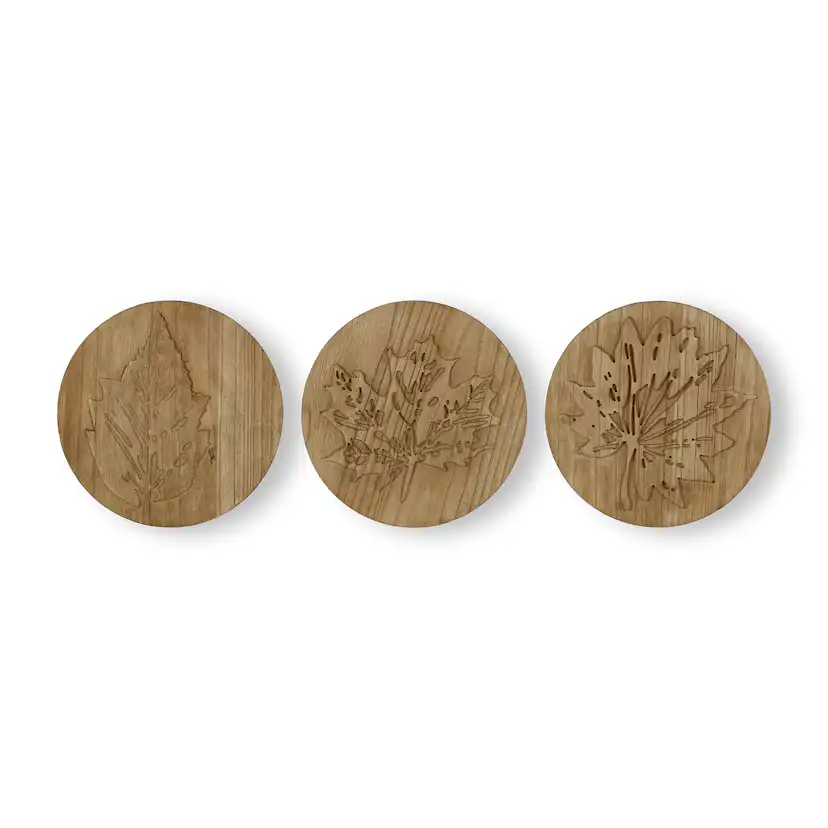 Tavla Art For The Home Wood Leaves Trio