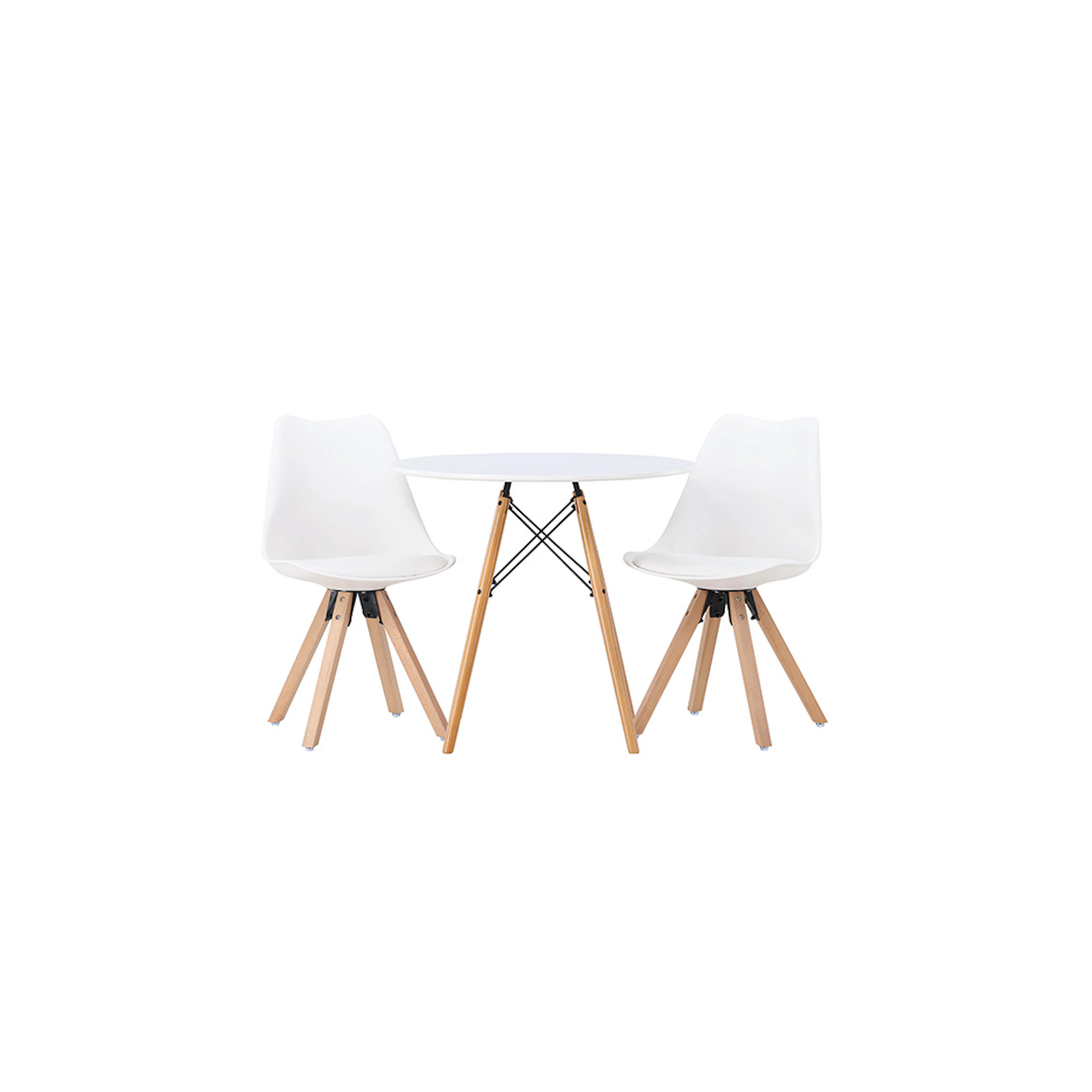 Matgrupp Venture Home Danburi Ø60 cm med 2 st Zeno stolar Vit
