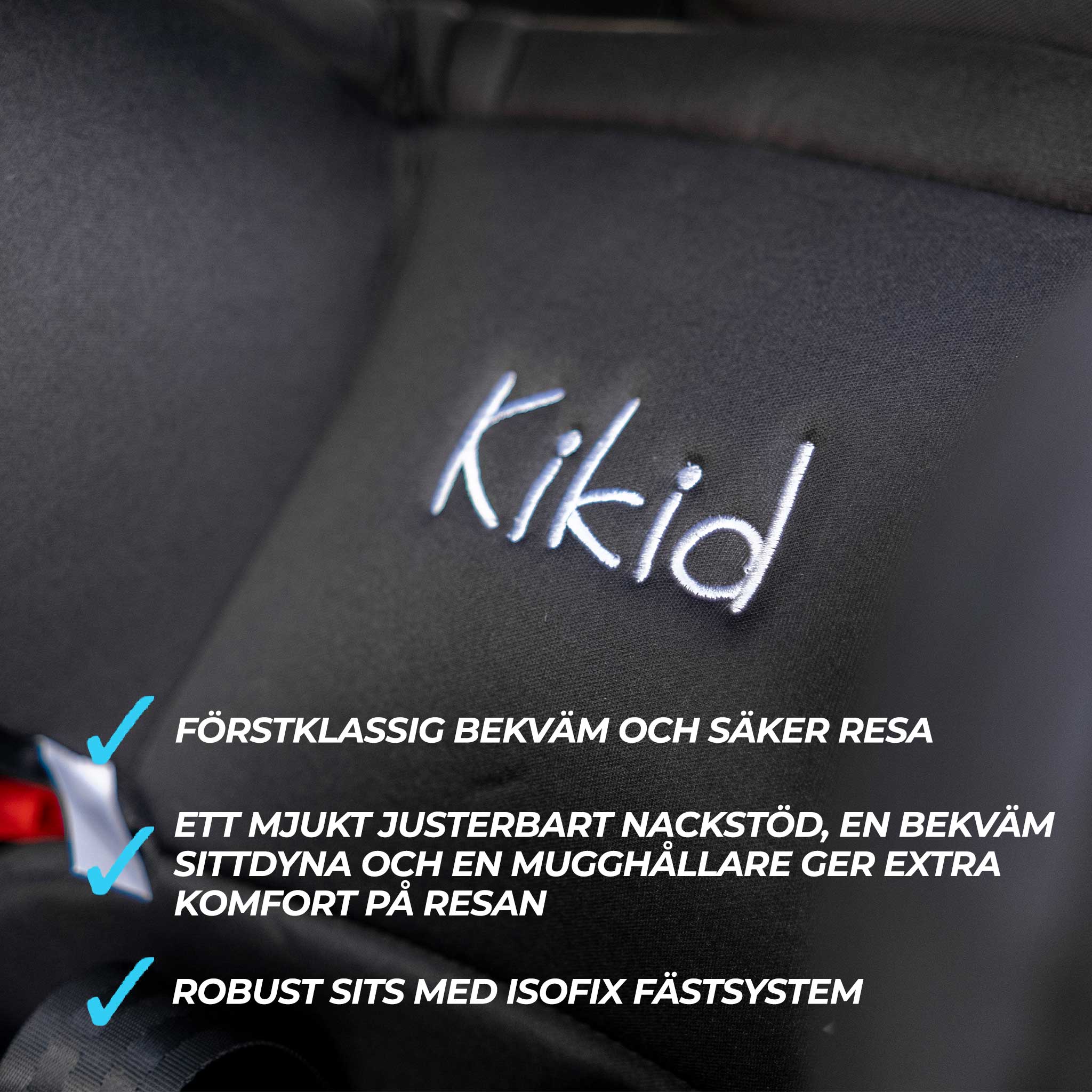 Bilbarnstol Kikid ISOFIX 9-36 kg Black Edition